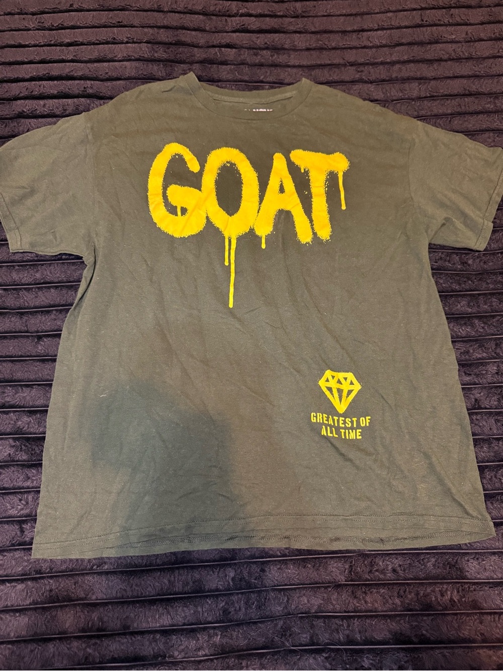 Fashion Nova Olive Green Tee with Yellow GOAT Graphic